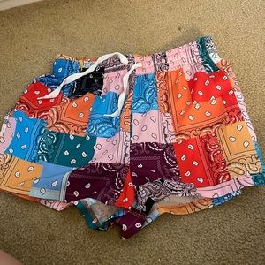 Patchwork Drawstring shorts